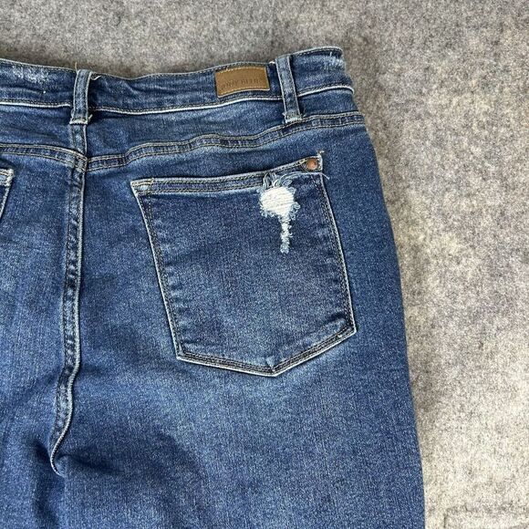 Judy Blue Jeans Womens 15/32 Straight Leg Distressed Medium Wash Denim Stretch - Picture 8 of 10